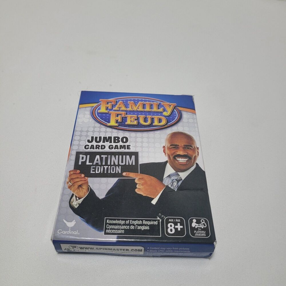 Family Feud Steve Harvey Jumbo Card Game Platinum Edition 3+ Players Torn Box